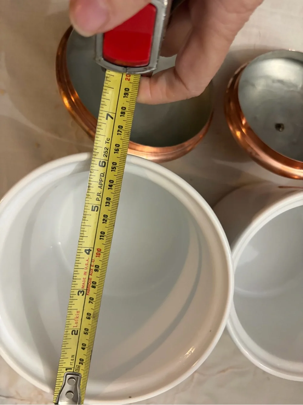 White Ceramic Kitchen Canister Set with Copper Lids - Picture 7 of 12